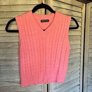 SHEIN Pink Cropped Sleeveless Sweater Vest Women's Size 4 Small Juniors Petites
